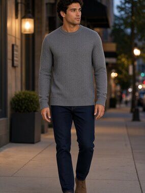 Dylan Gray Men Gray Crewneck Wool Cashmere Pullover US XL